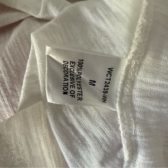 THML White Flutter Sleeve Top with Green Floral Blue Stripe and Pink Accents M - Picture 6 of 6